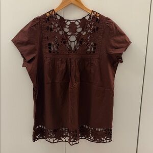 Elegant Brown Lace Women's Top